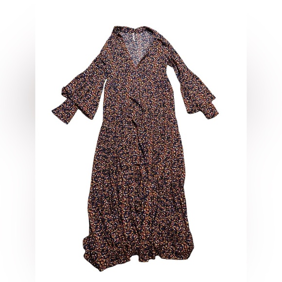 🌸 Free People Charolette Maxi Dress XS Boho Floral Long Sleeve Flowy 🌸 - Picture 3 of 5